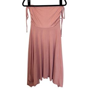 FP Beach Pink Strapless Gathered Midi Dress Women's Size Small S Viscose Blend